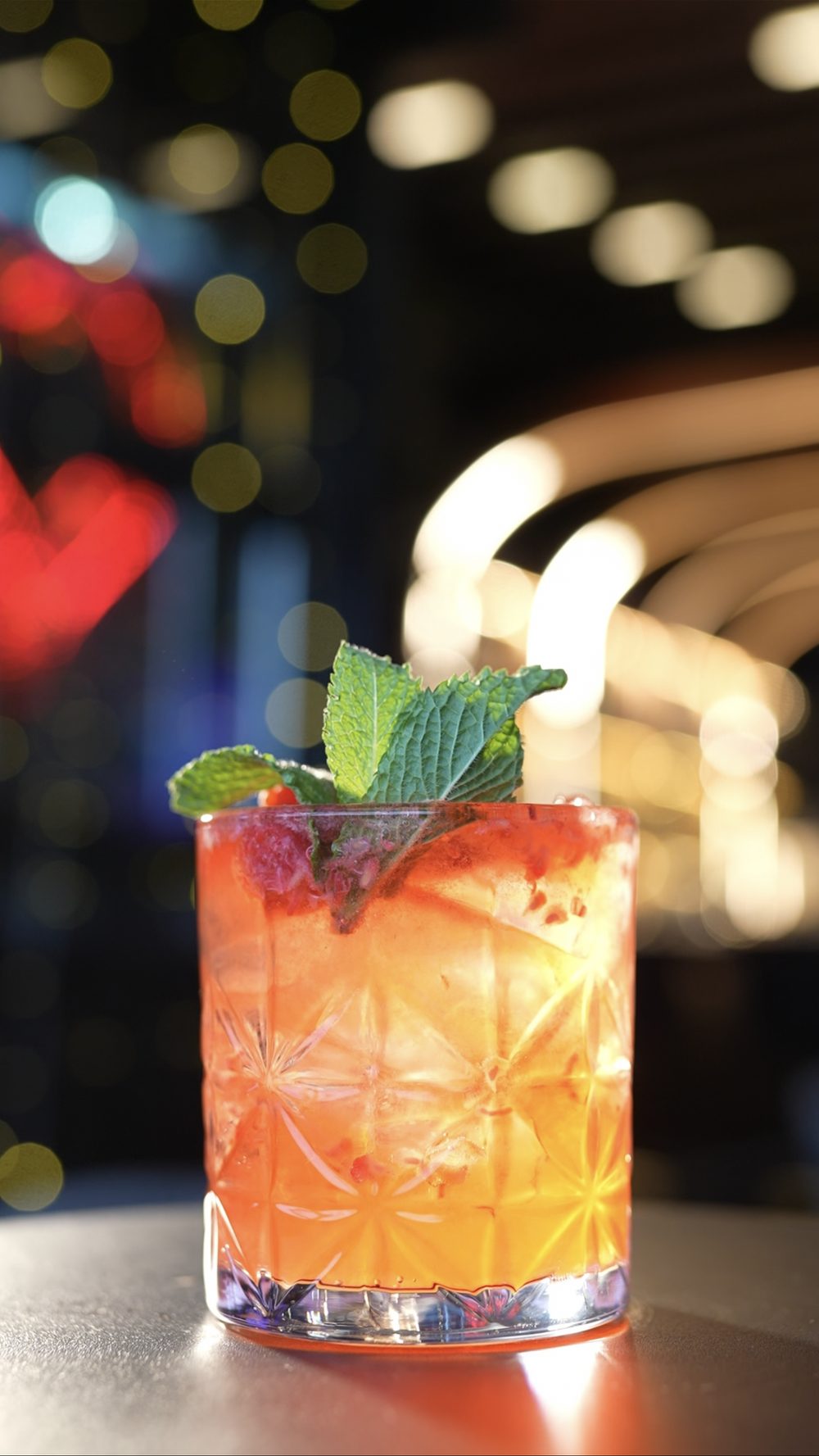 Craft cocktail with mint