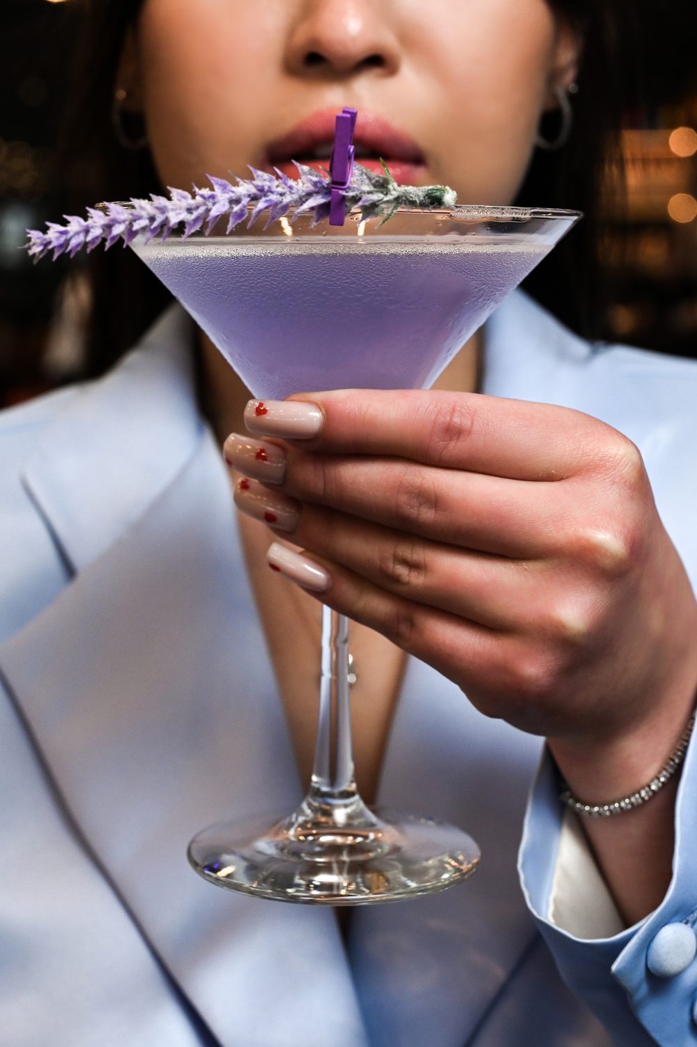 Lavender martini in hand